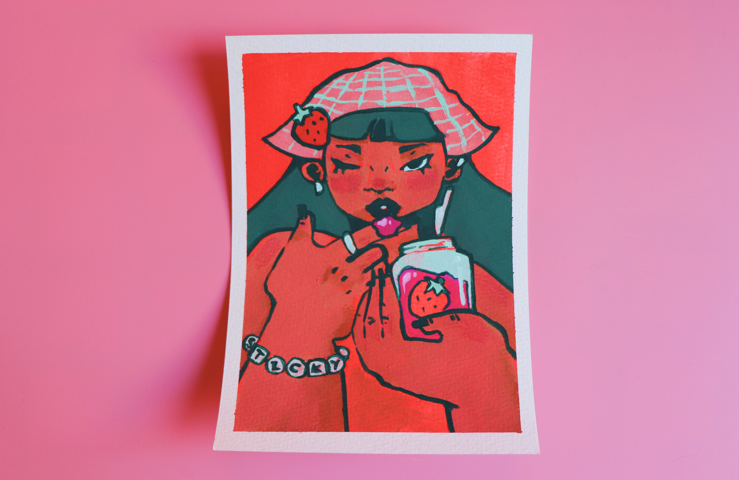 "Sticky" original gouache painting