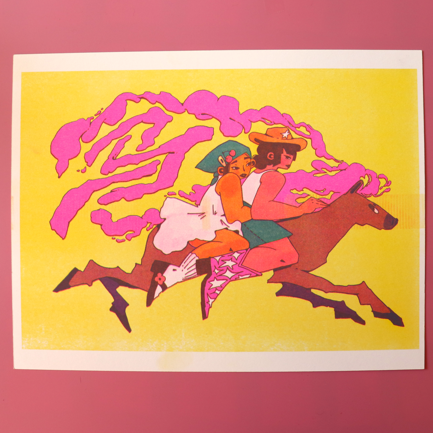 "Year of the Fire Horse" risograph print, 8.5 x 11