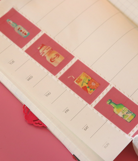 "Drink Medley" stamp washi tape, 25mm x 5m