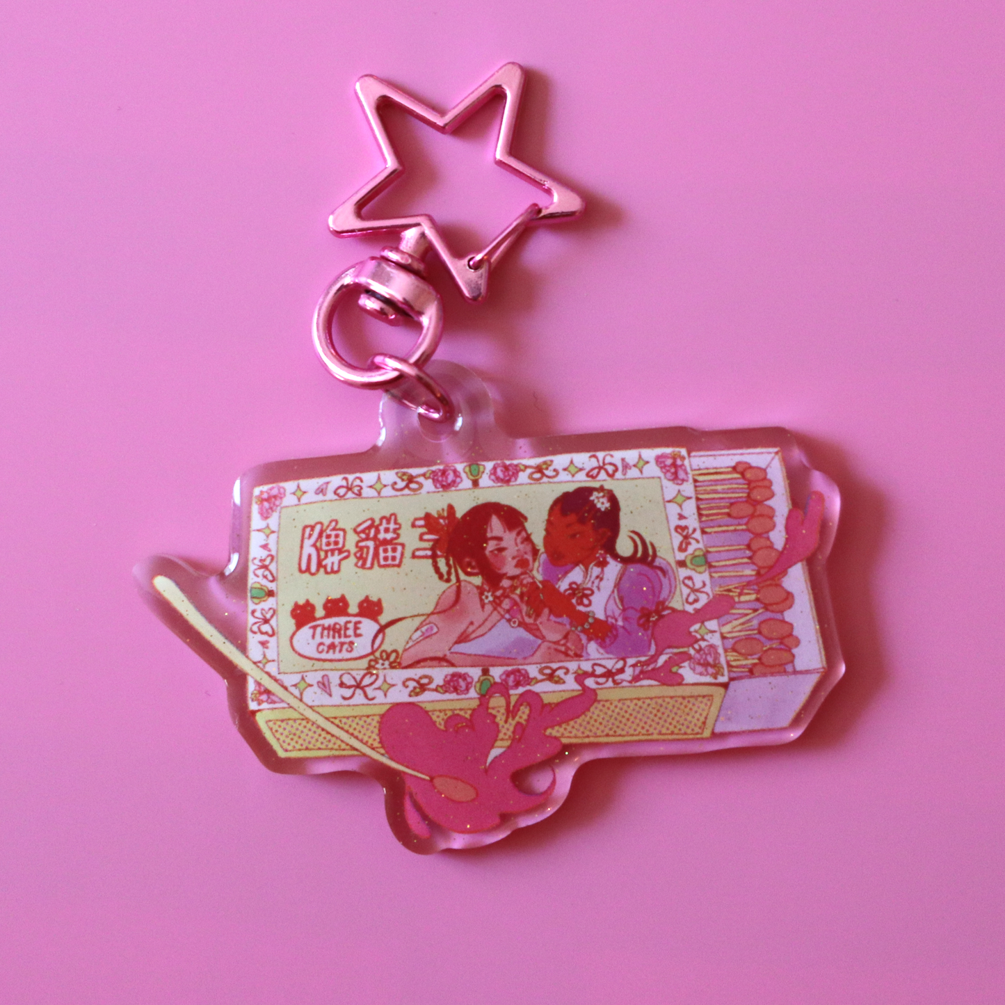 "Three Cats Cigarettes Matchbox" keychain