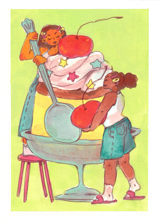 "Caramel Pudding" original gouache painting