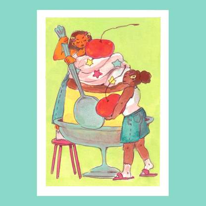 "Caramel Pudding" original gouache painting