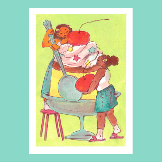 "Caramel Pudding" original gouache painting