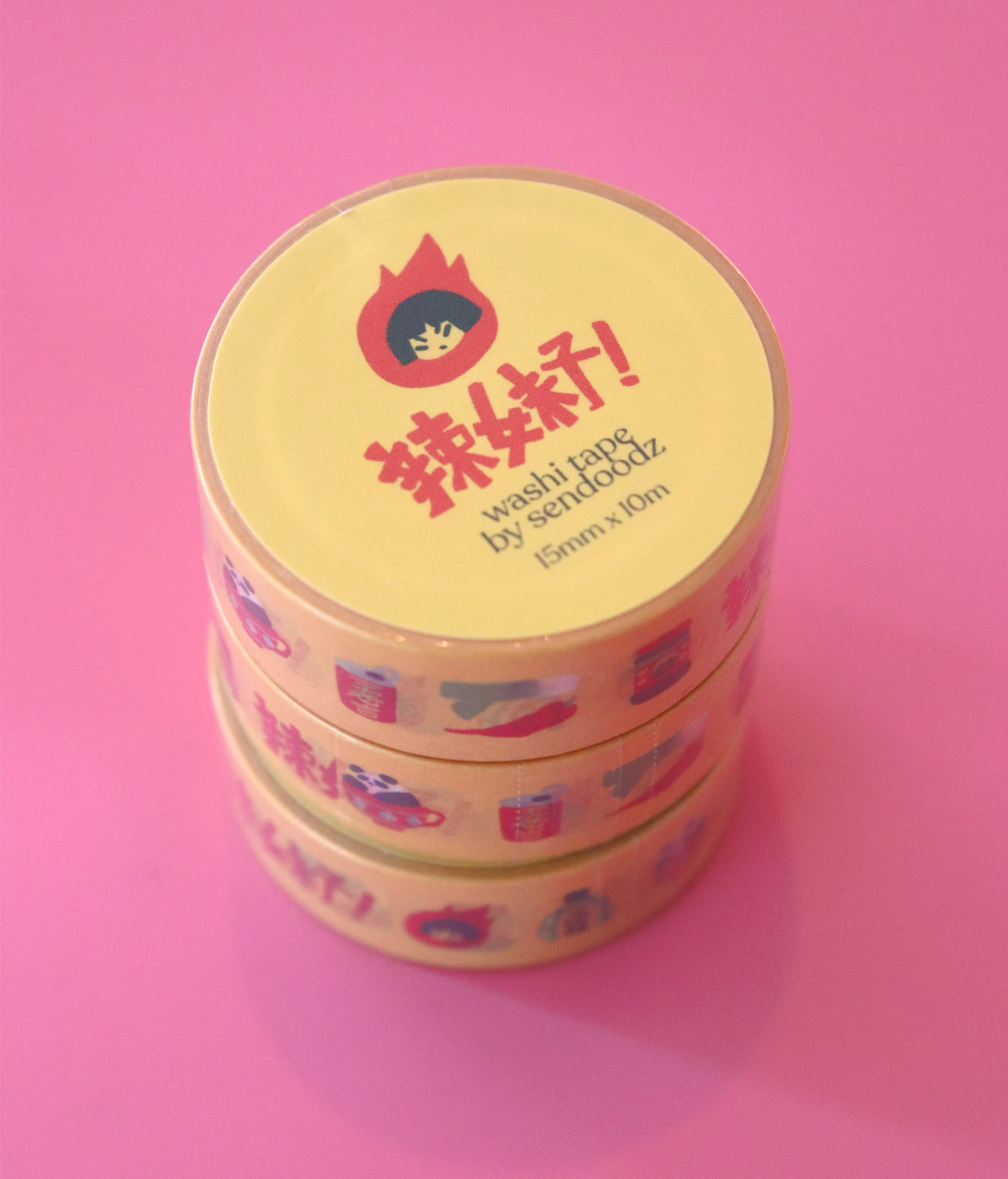 "La Mei Zi (辣妹子)" washi tape, 15mm x 10m