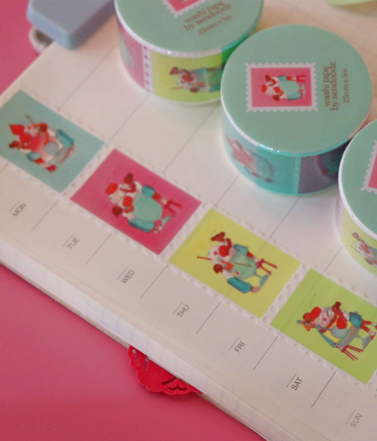 "Sweet Treats" stamp washi tape, 25mm x 5m