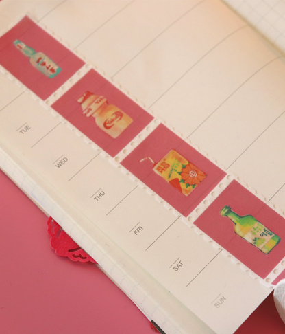 "Drink Medley" stamp washi tape, 25mm x 5m