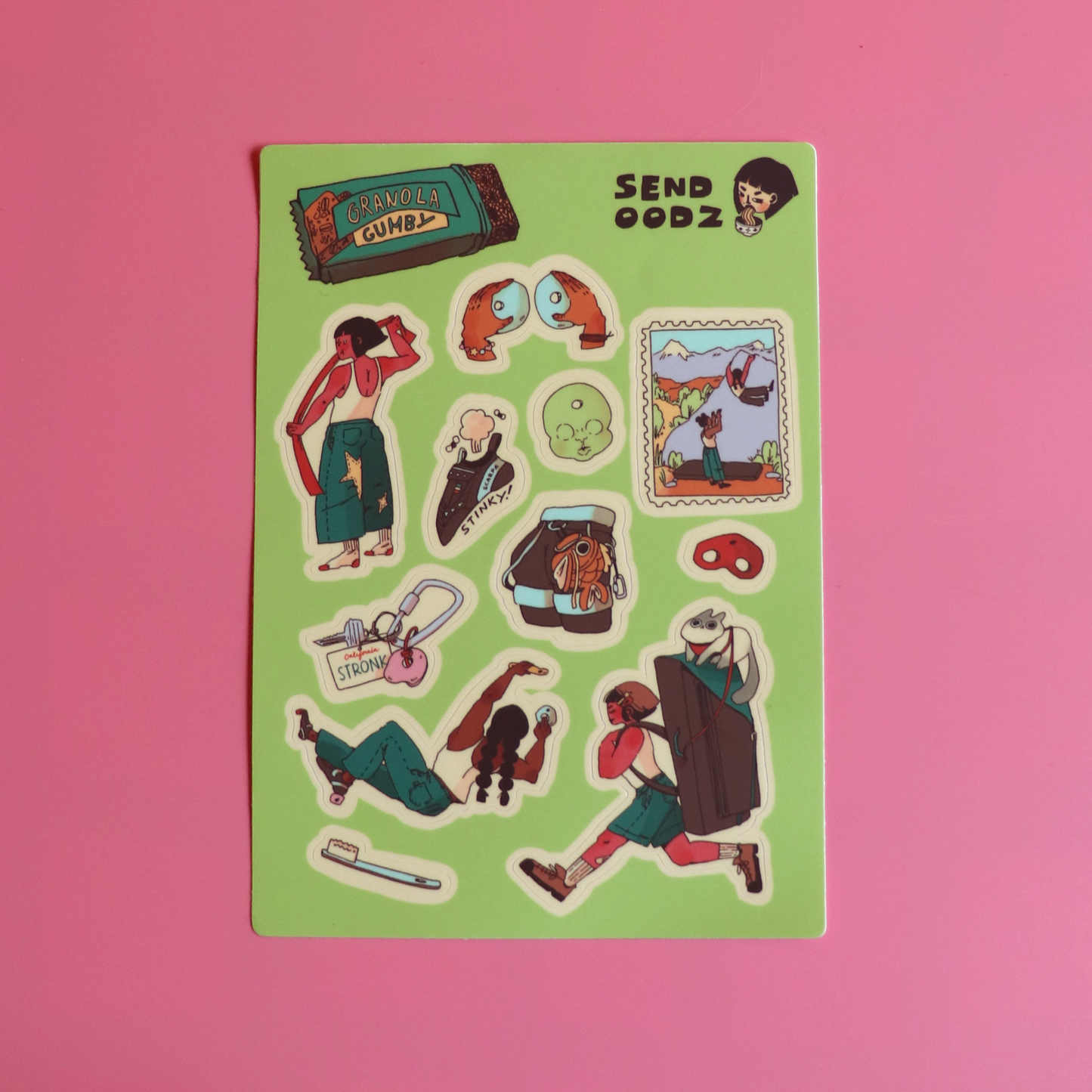 "Granola gumby" sticker sheet, 5 x 7