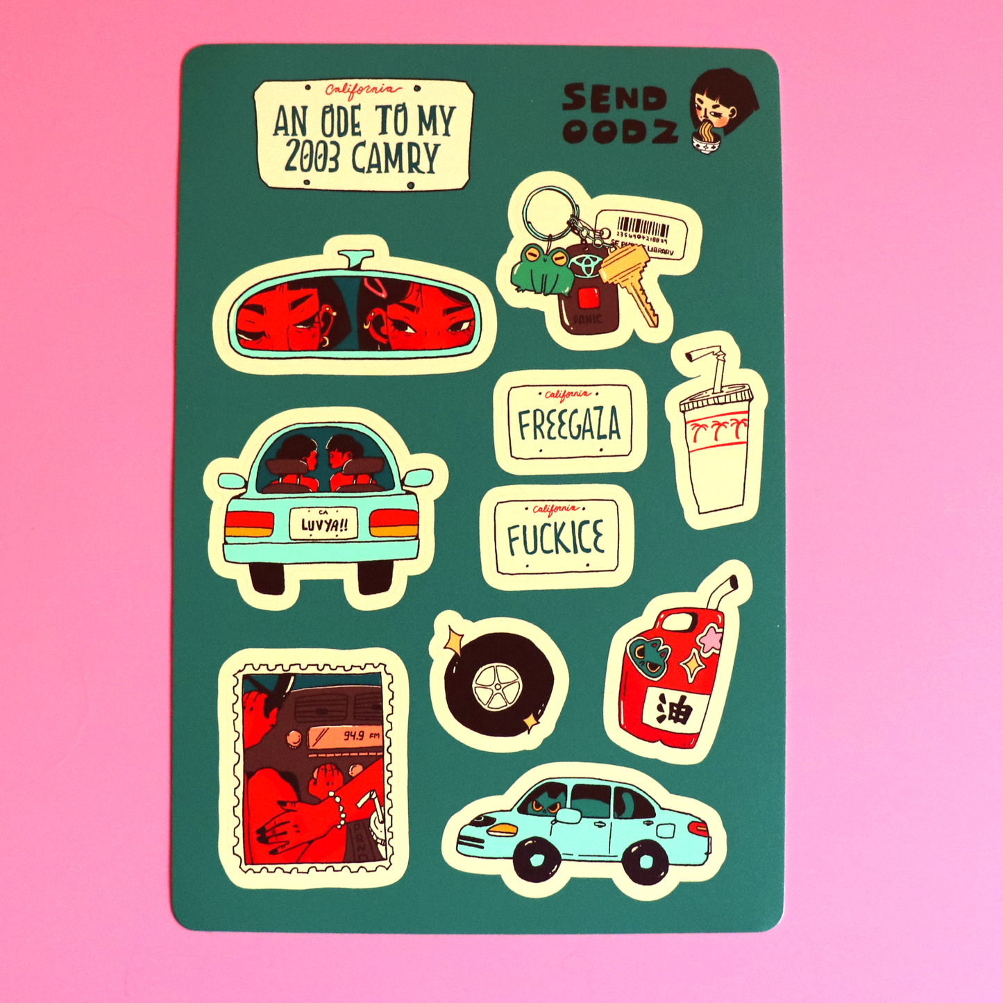 "Ode to my 2003 Toyota Camry" sticker sheet, 5 x 7