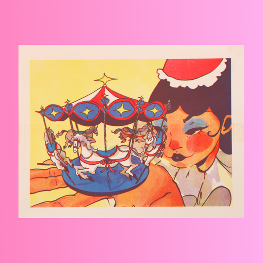 "Carousel" risograph print, 8.5 x 11