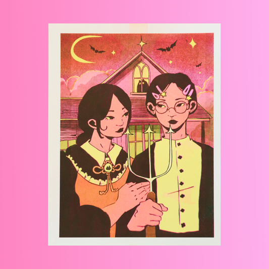 "American Gothic" risograph print, 8.5 x 11