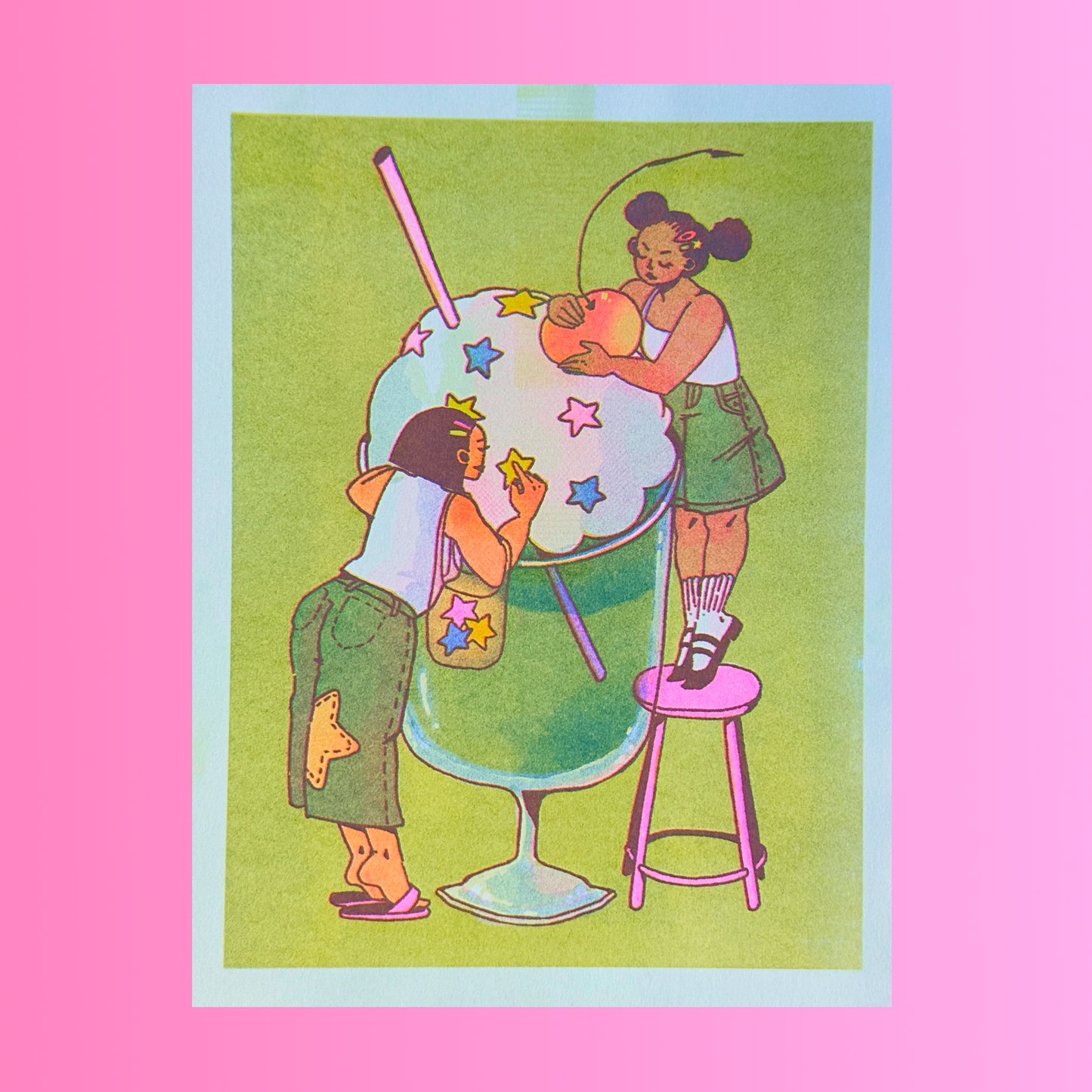 "Melon Soda" risograph print, 8.5 x 11