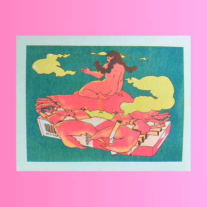 "Cig Crab" risograph print, 8.5 x 11