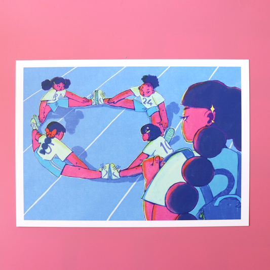 "Track Girls" print, 5 x 7